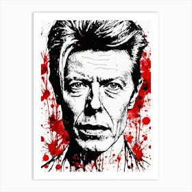 David Bowie Portrait Ink Painting (6) Art Print