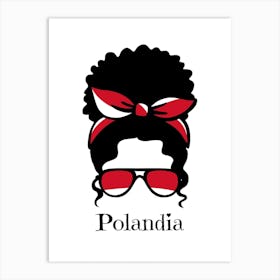 Cute Women Style Wearing Polandia Flag Glasses Art Print