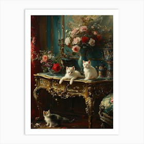 Kittens Sat On The Table Of A Palace Art Print