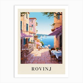 Rovinj Croatia 4 Vintage Pink Travel Illustration Poster Art Print