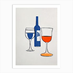 Aperol Spritz 1 Picasso Line Drawing Cocktail Poster Art Print