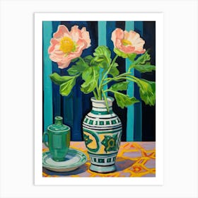 Flowers In A Vase Still Life Painting Peony 2 Art Print