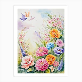 Watercolor Of Flowers 11 Art Print