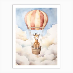 Baby Giraffe 2 In A Hot Air Balloon Art Print