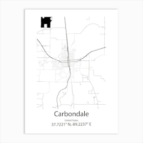 Carbondale,United States Minimalist Map Art Print