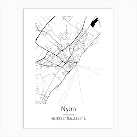 Nyon,Switzerland Minimalist Map Art Print