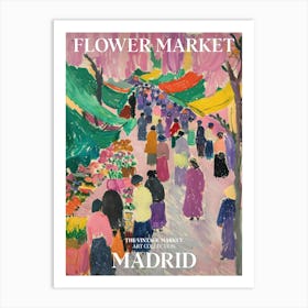 Vintage Flower Market Painting Madrid 1 Art Print