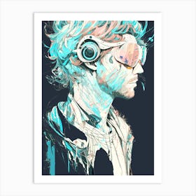 Man With Headphones Art Print