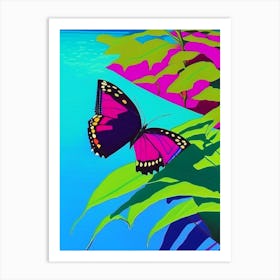 Butterfly On Plant Pop Art David Hockney Inspired 1 Art Print