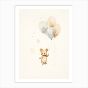 Baby Butterfly Flying With Ballons, Watercolour Nursery Art 3 Art Print