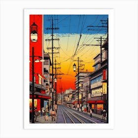 Akihabara Electric Town, Japan Vintage Travel Art 1 Art Print