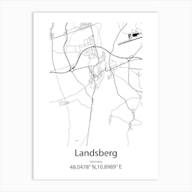 Landsberg,Germany Minimalist Map Art Print