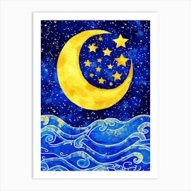 Moon And Stars In The Sky 2 Art Print