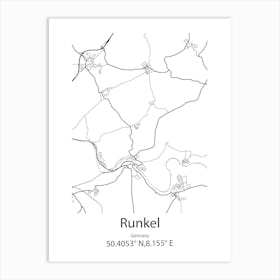 Runkel,Germany Minimalist Map Art Print