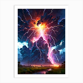 Lightning In The Sky 10 Art Print