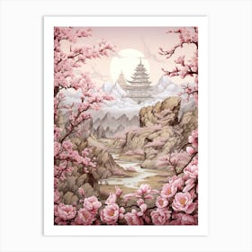 Cherry Blossom Victorian Style 0 Art Print