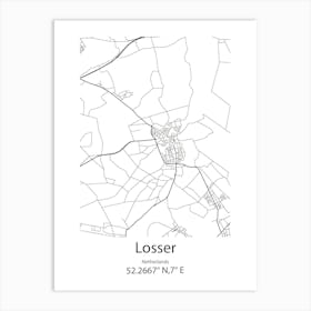 Losser,Netherlands Minimalist Map Art Print