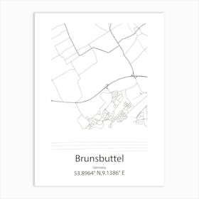 Brunsbuttel,Germany Minimalist Map Art Print