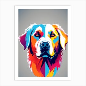 Golden Retriever, colorful dog illustration, dog portrait, animal illustration, digital art, pet art, dog artwork, dog drawing, dog painting, dog wallpaper, dog background, dog lover gift, dog décor, dog poster, dog print, pet, dog, vector art, dog art. Art Print