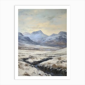 Vintage Winter Painting Snowdonia National Park United Kingdom 4 Art Print