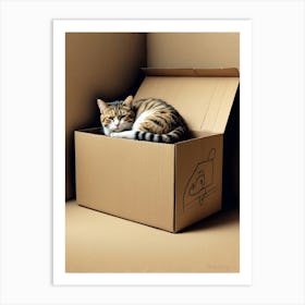 Cat In A Box Art Print