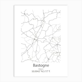 Bastogne,Belgium Minimalist Map Art Print