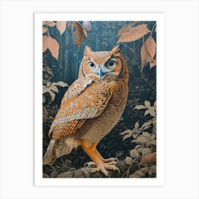 Brown Fish Owl Relief Illustration 1 Art Print