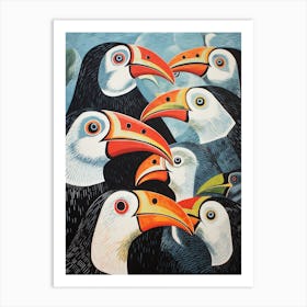 Abstract Bird Linocut Style 4 Art Print
