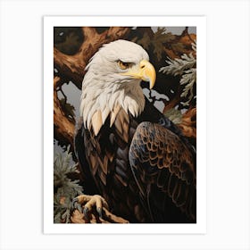 Dark And Moody Botanical Bald Eagle 3 Art Print