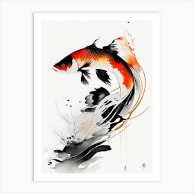 Shusui Koi Fish Minimal Line Drawing Art Print