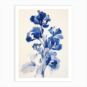 Blue Botanical Snapdragon 2 Art Print