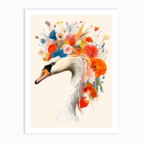 Bird With A Flower Crown Swan 2 Art Print