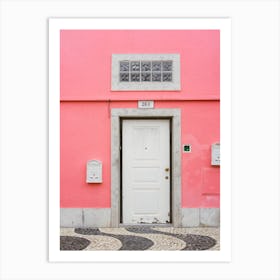 Cascais Pink Facade And Door Art Print
