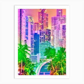 Miami Harbour United States Retro Risograph Print 1 harbour Art Print