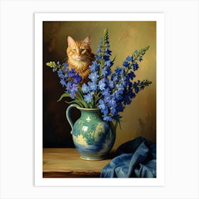 Cat In Blue Vase Art Print