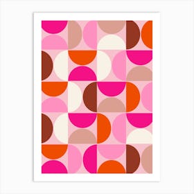 Mid Century Modern Abstract Pink Orange Art Print