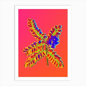 Neon Clammy Locust Botanical in Hot Pink and Electric Blue n.0122 Art Print