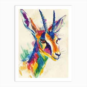 Gazelle Colourful Watercolour 1 Art Print