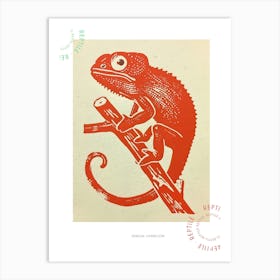 Red Senegal Chameleon Block 4 Poster Art Print