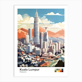 Kuala Lumpur, Malaysia, Geometric Illustration 3 Poster Art Print