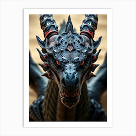 Black Dragon Close-Up Art Print