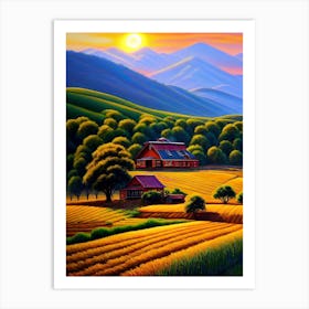 Sunset At The Farm 3 Art Print