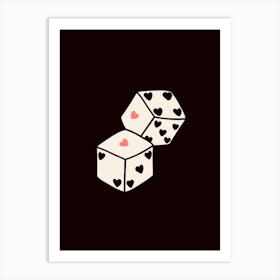 Heart Dice Black Art Print