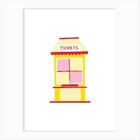 Battenberg Ticket Booth, Fun Circus Animal, Cake, Biscuit, Sweet Treat Print, Portrait Art Print