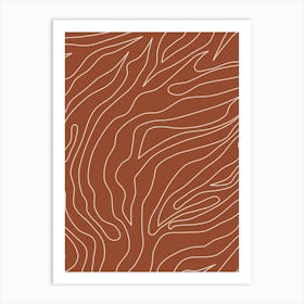 Abstract Lines Rust Terracotta Art Print