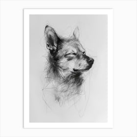 Shiba Inu Dog Charcoal Line 4 Art Print
