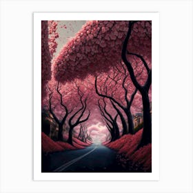 Cherry Blossom Road Art Print