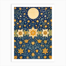 William Morris Crescent and Moons Style Art Print