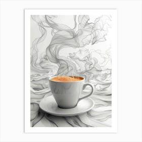 Coffee Cup With Smoke Art Print