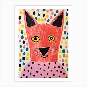 Pink Polka Dot Fox Art Print